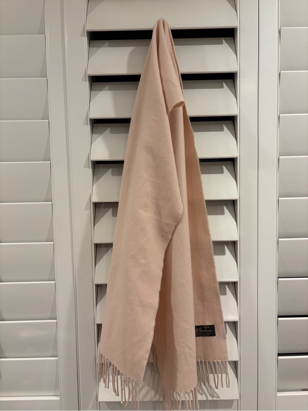 Vintage 100% Cashmere Scarf - Pale Pink